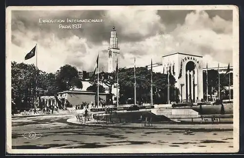 AK Paris, Exposition internationale 1937, les jardins du Trocadero, les pavillons de la Hongrie et de la Roumanie