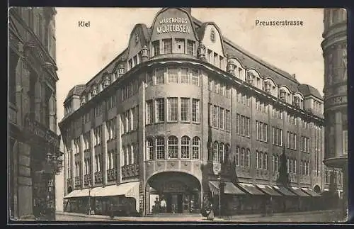 AK Kiel, Warenhaus W. Jacobsen in der Preusserstrasse
