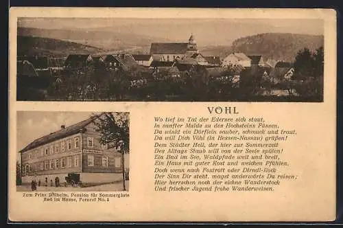 AK Vöhl, Gasthaus Zum Prinz Wilhelm, Ortsansicht