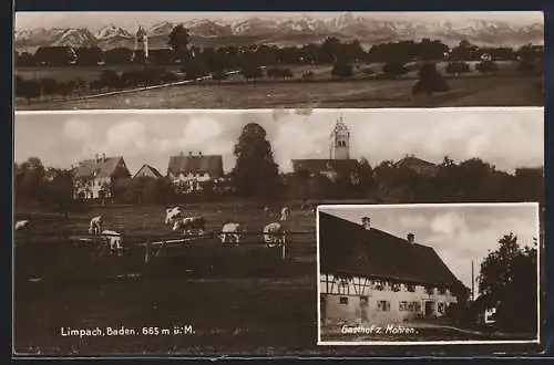 AK Limpach /Baden, Gasthof z. Möhren mit Blick über den Ort