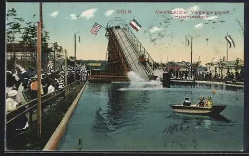 AK Köln-Riehl, Amerikanischer Vergnügungspark, Wasserrutschbahn