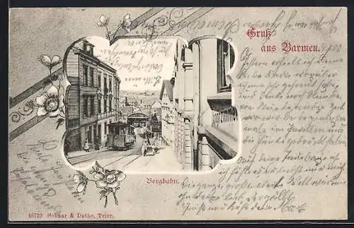 AK Barmen, Bergbahn in einer Strasse