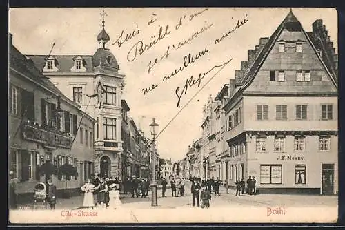 AK Brühl / Köln, Blick in die Cöln-Strasse mit Gasthaus zur Krone