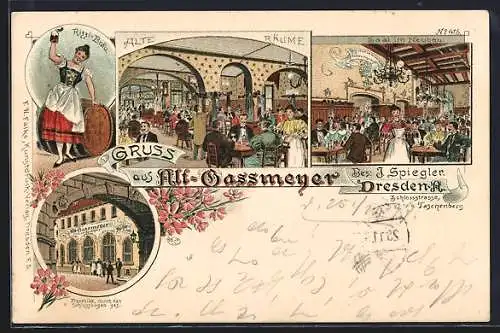 Lithographie Dresden, Gasthaus Alt-Gassmeyer, Schlossstrasse 21