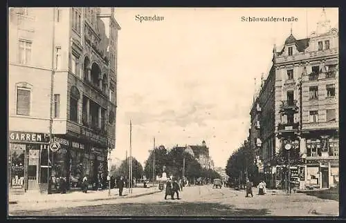 AK Berlin-Spandau, Geschäfte in der Schönwalderstrasse