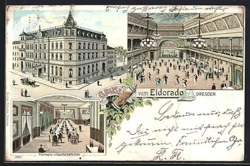 Lithographie Dresden, Restaurant Eldorado, Steinstrasse 15 Ecke Elbgässchen