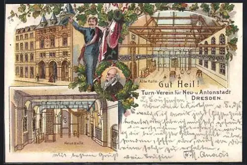 Lithographie Dresden-Neustadt, Turn-Verein für Neu- und Antonstadt, Alaunstrasse 40