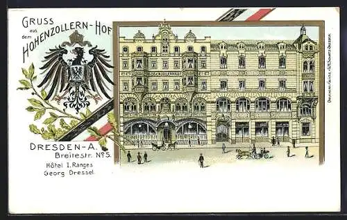 Lithographie Dresden, Gaststätte Hohenzollern-Hof G. Dressel, Breitestrasse 5
