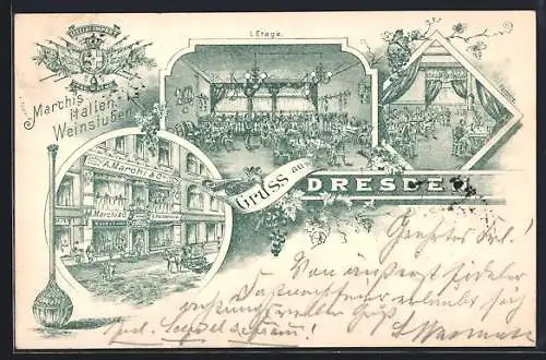 Lithographie Dresden, Gasthof Marchis italienische Weinstuben, Seestrasse 13