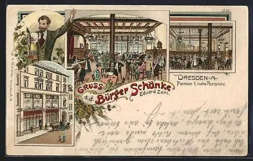 Lithographie Dresden, Gasthaus Bürger-Schänke, Palmstr. 1