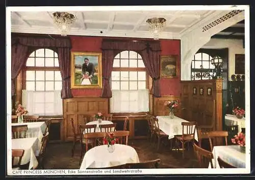 AK München, Cafe Princess, Ecke Sonnenstrasse und Landwehrstrasse, Bildnis s