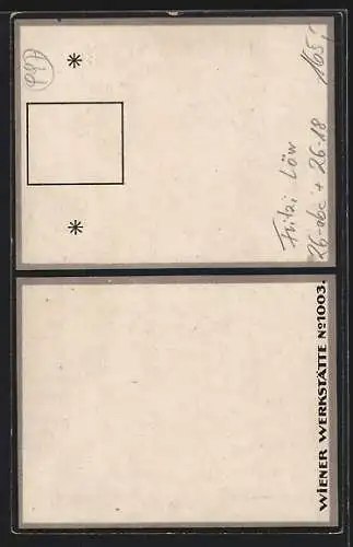 Künstler-AK sign. Fritzi Löw: Wiener Werkstätte No. 1003, Musikertrio mit Instrumenten