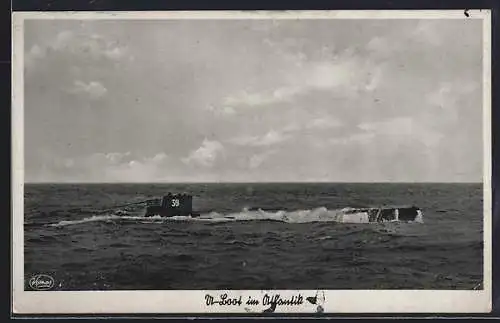AK U-Boot U 39 auf Feindfahrt im Atlantik