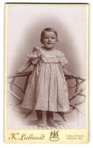 Fotografie K. Liebhardt, Esslingen, Palmscher Bau, Porträt eines Kindes in elegantem Kleid