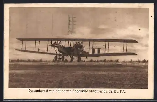 AK De aankomst van het eerste Engelsche vliegtuig op de ELTA, Flugzeug