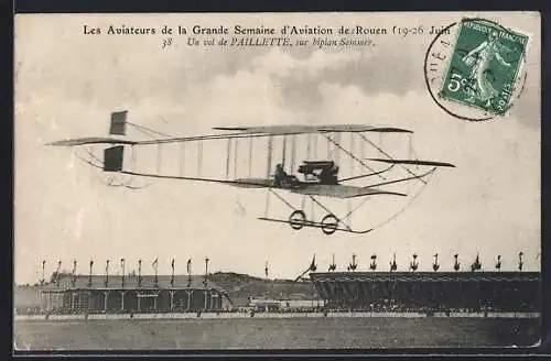 AK Un vol de Paillette sur biplan Sommer, Flugzeug