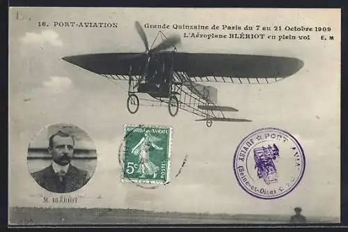 AK L`Aéroplane Blériot, Pilot M. Blériot, Flugzeug