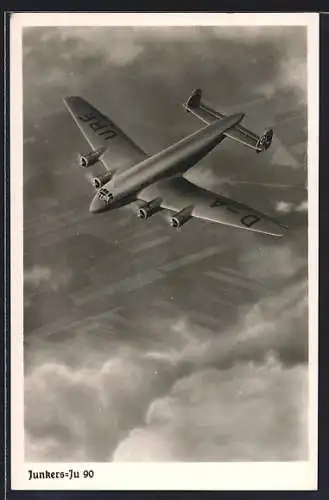 AK Flugzeug Junkers Ju 90 in der Luft