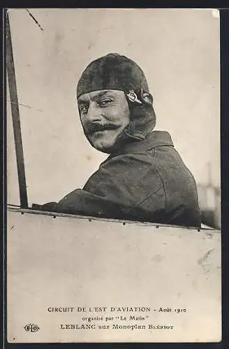 AK Pilot Leblanc in seinem Blériot Flugzeug
