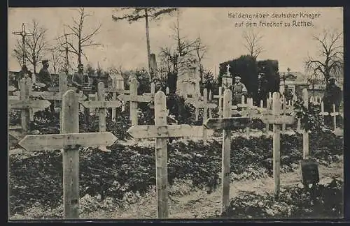 AK Rethel, Heldengräber deutscher Krieger auf dem Friedhof
