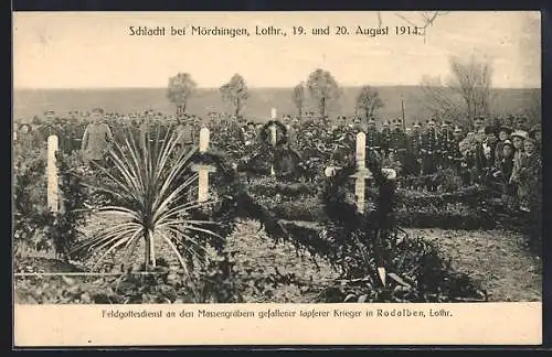 AK Feldgottesdiesnt an den Massengräbern gefallener tapferer Krieger in Rodalben