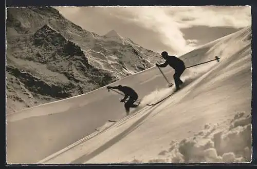 Foto-AK Emanuel Gyger: Kl. Scheidegg, Abfahrt vom Lauberhorn