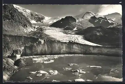 Foto-AK Emanuel Gyger: Steingletscher, Gletschersee mit Eisschollen