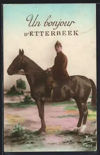 AK Etterbeek, Belgischer Soldat in Uniform zu Pferde