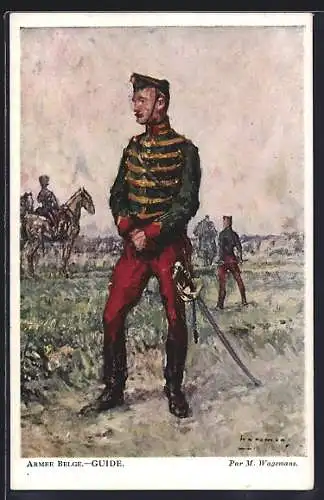 Künstler-AK M. Wagemans: Armée belge, Guide, belgischer Soldat