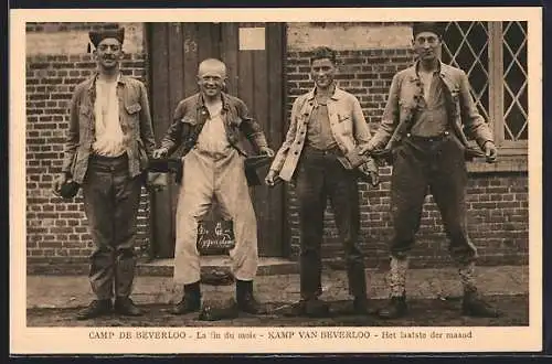 AK Camp de Beverloo, La fin du mois, belgischer Soldatenhumor, Kameraden mit leeren Taschen