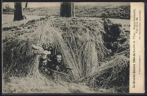 AK La Grande Guerre 1914-15, Bataille de l`Yser, Belges dissimulés