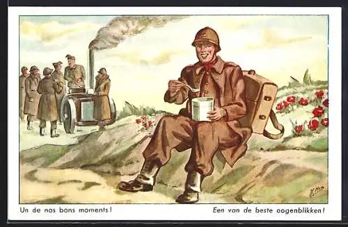 Künstler-AK Armée Belge, Un de nos bons moments !