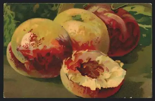 Künstler-AK Zwei ganze und ein halber Pfirsich