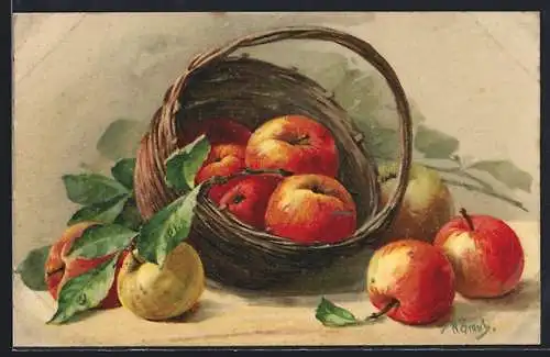AK reife Äpfel in einem Korb