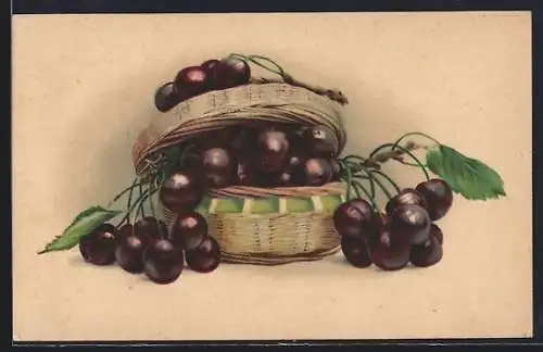 AK Kirschen in einem Weidenkorb