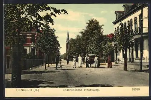 AK Hengelo, Enschedesche Straatweg, Blick zur Kirche