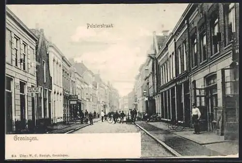 AK Groningen, Pelsterstraat met Cafè Neuf R. Bierling