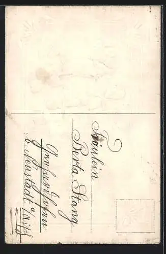 Präge-AK Goldenes Glücksschwein mit Kleeblättern, Neujahrsgruss