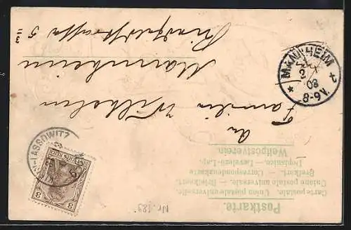 Präge-AK Neujahrsgruss 1903 mit Kleeblättern