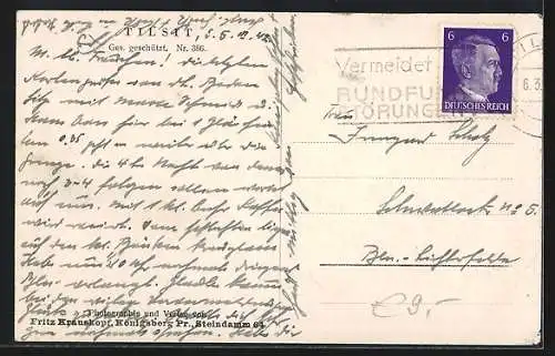 AK Tilsit, Deutsche Strasse mit Kirche