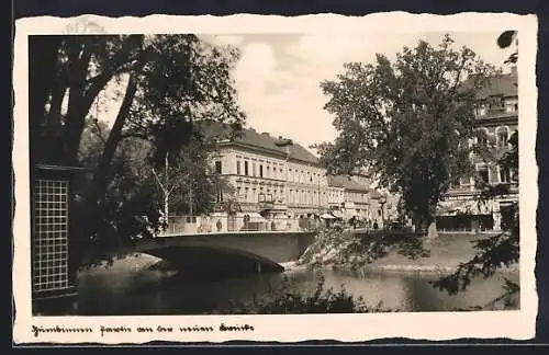 AK Gumbinnen, Partie an der neuen Brücke
