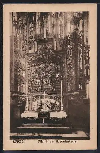 AK Danzig, Altar in der St. Marienkirche