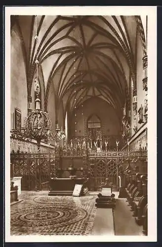 AK Marienburg / Malbork, Marienkirche im Hochschloss, Blick nach Westen, Innenansicht