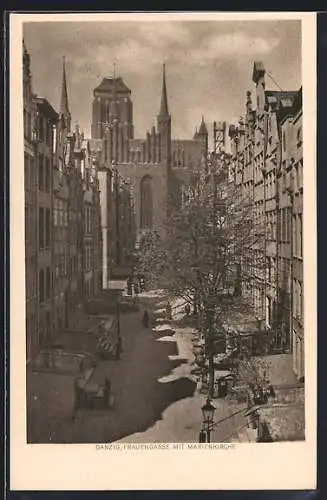 AK Danzig / Gdansk, Frauengasse mit Marienkirche