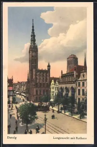 AK Danzig / Gdansk, Strassenpartie Langemarkt