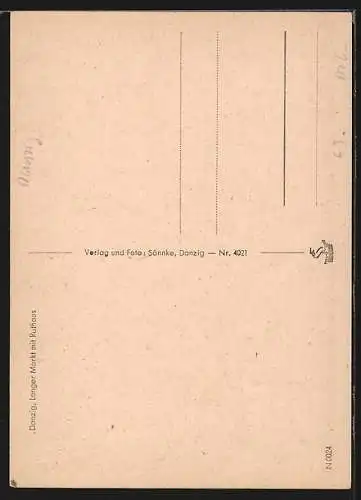 AK Danzig, Langer Markt mit Rathaus