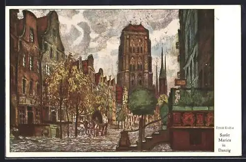 AK Danzig / Gdansk, Partie an der St. Marienkirche