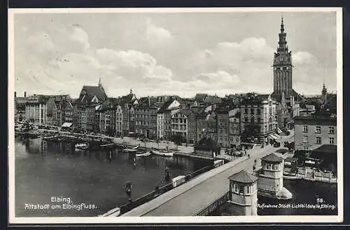 AK Elbing / Elblag, Altstadt am Elbingfluss