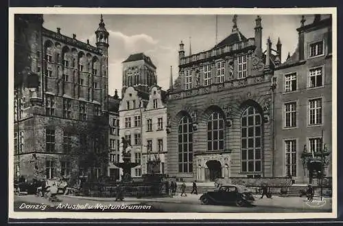AK Danzig, Artushof und Neptunbrunnen