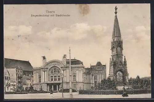 AK Thorn, Siegesdenkmal mit Stadttheater